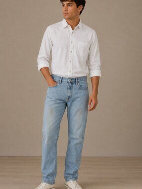 Levi's 505 Regular Fit Jeans Light Wash Straight Leg W36 L32